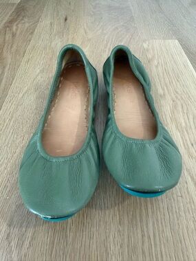 Tieks Olive Green Leather Ballet Flats